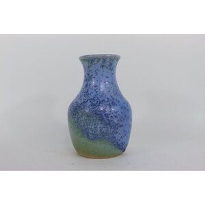 Vintage 1978 Crystalline Glaze Vase Blue Studio Pottery EBK Signed Art Pottery H